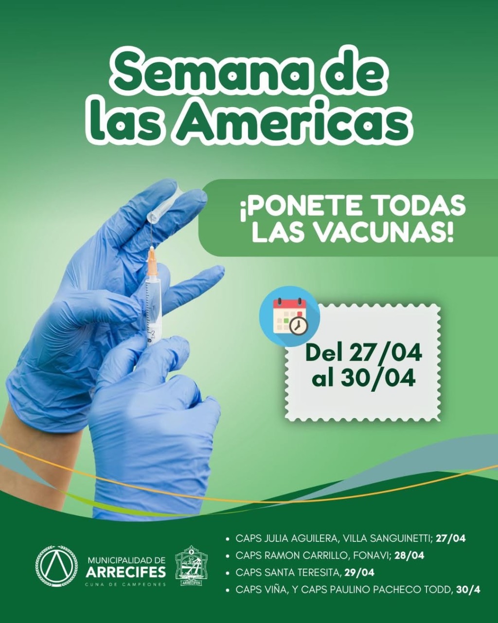 CRONOGRAMA DE VACUNACI&Oacute;N EN ARRECIFES