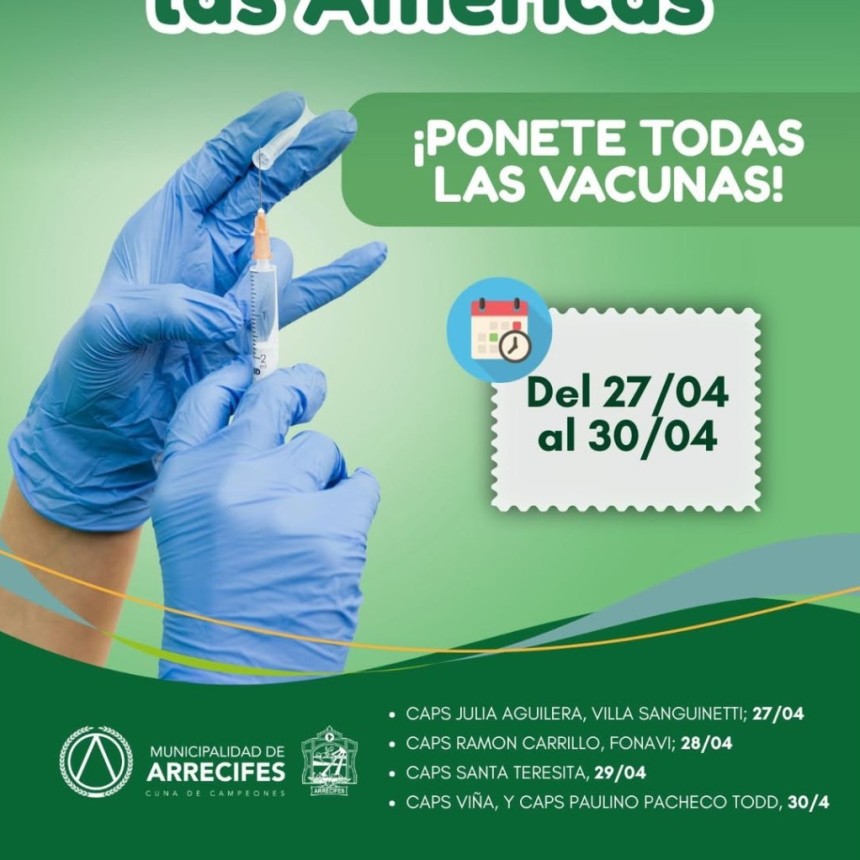 CRONOGRAMA DE VACUNACI&Oacute;N EN ARRECIFES